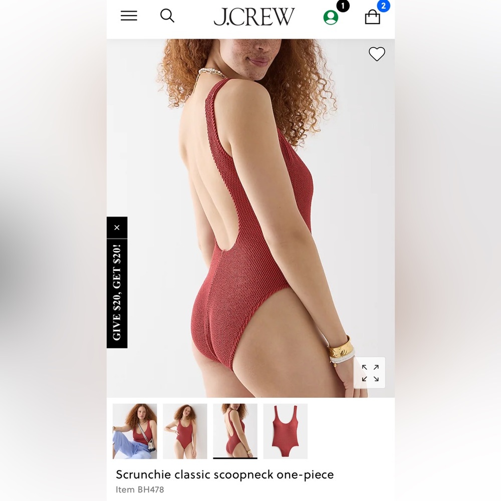 NWT J CREW srunchie classic scoopneck one piece swimsuit